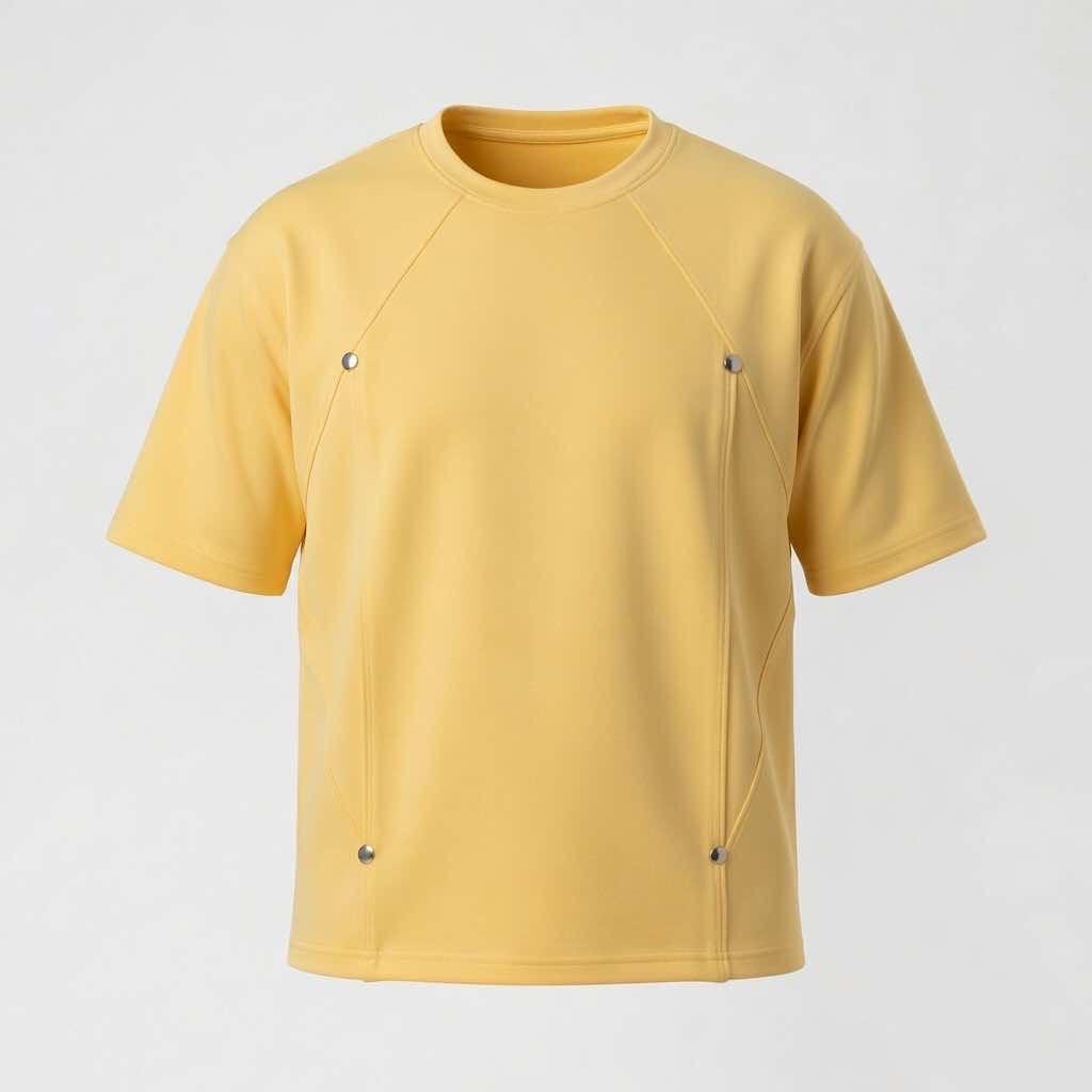 Front view of the DEAFEST Body Structured Box-Fit Pro in Butter Yellow. A premium tech-wear t-shirt using heavyweight cotton for a structured, slimming appearance.