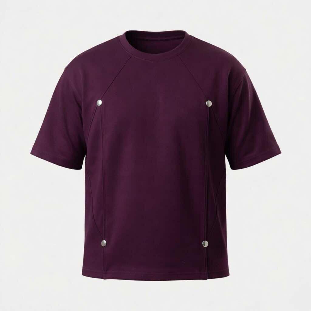 Ghost mannequin view of the DEAFEST Body Structured Box-Fit Pro in Deep Plum. A unique technical t-shirt using internal panels for advanced silhouette engineering.